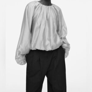Banana republic balloon parachute billowy black blouse large chic elegant